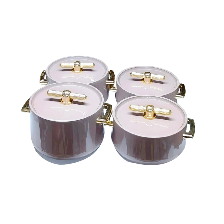 Antalya 4pcs Insulated Hotpot Set | Durable Hot Food Storage & Serving Set | Stackable Design (Brown)