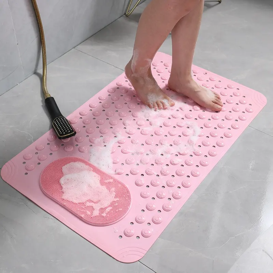 Anti Slip Bathroom Mat 38cm x 70cm with Massage Surface and Suction Cups for Safety and Comfort