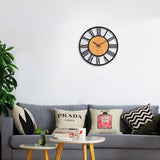 Antique Wall Clock with Bamboo Detail 40cm Metallic Design