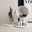 Astronaut Storage Decor – Modern Ceramic Bear & Stand Set (White or Grey)