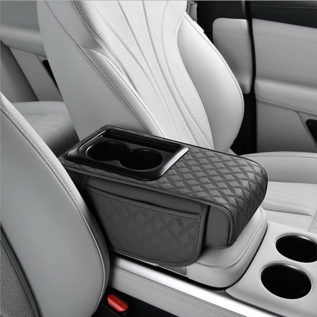 Auto Center Console Armrest Cushion with Cup and Phone Holder – 3 in 1 Multipurpose Design