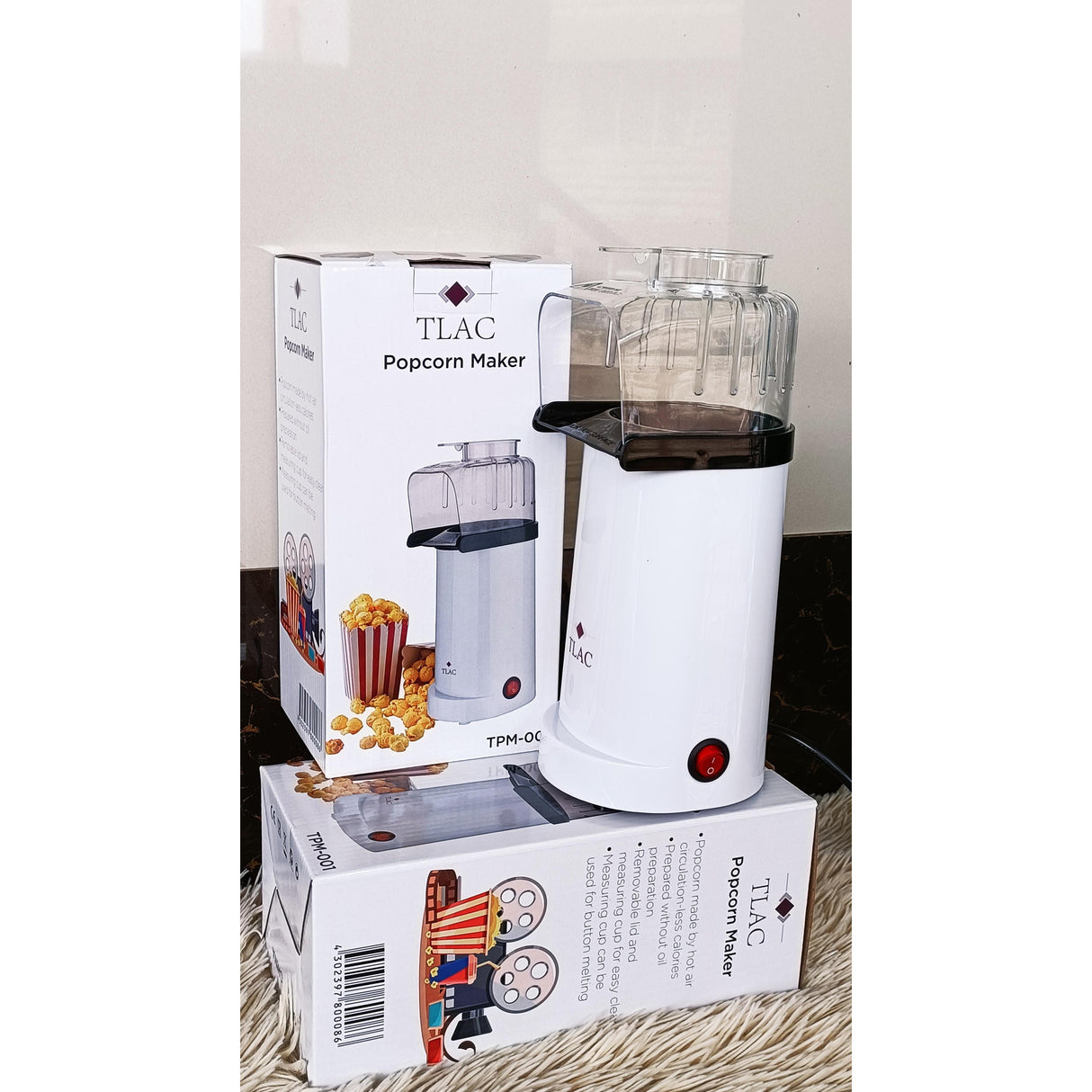 Automatic Mini Popcorn Machine | Electric Hot Air Popcorn Maker for Home Use | Plastic Snack Maker