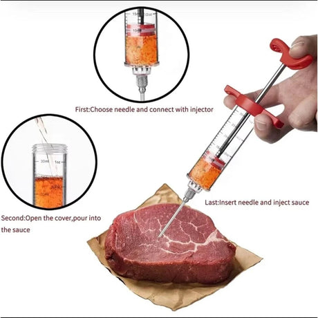 BBQ Meat Syringe Marinade Injector with Stainless Steel Needle – Perfect for Flavorful Grilling and Roasting (Copy)