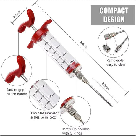 BBQ Meat Syringe Marinade Injector with Stainless Steel Needle – Perfect for Flavorful Grilling and Roasting (Copy)