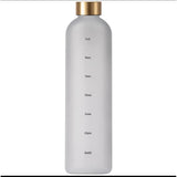 BPA Free Portable 1000ml Frosted Transparent Plastic Water Bottle with Time Scale | Large Capacity Sports & Leak Proof Rubber Outdoor Water Bottle