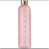 BPA Free Portable 1000ml Frosted Transparent Plastic Water Bottle with Time Scale | Large Capacity Sports & Leak Proof Rubber Outdoor Water Bottle