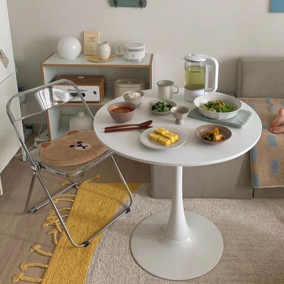 Balcony, Dining , Garden Acrylic Foldable Chair and Round Pedestal Table Combo Set