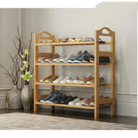 Bamboo 4 Layer Shoe Rack Sturdy and Elegant Entryway Organizer Furniture Shoe Racks