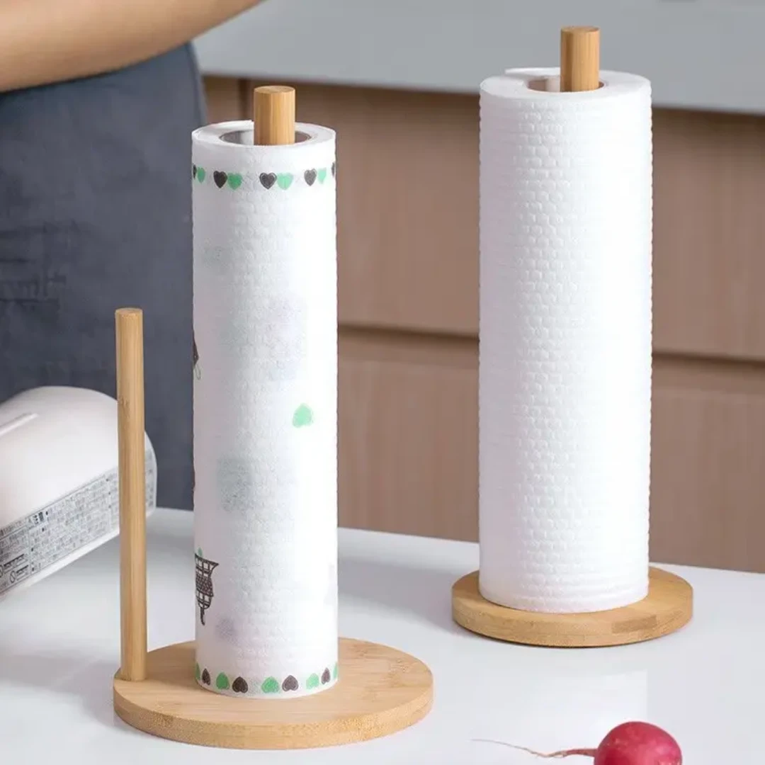 Bamboo Kitchen Tissue Holder Elegant & Functional Countertop Accessory. Paper Towel Holders