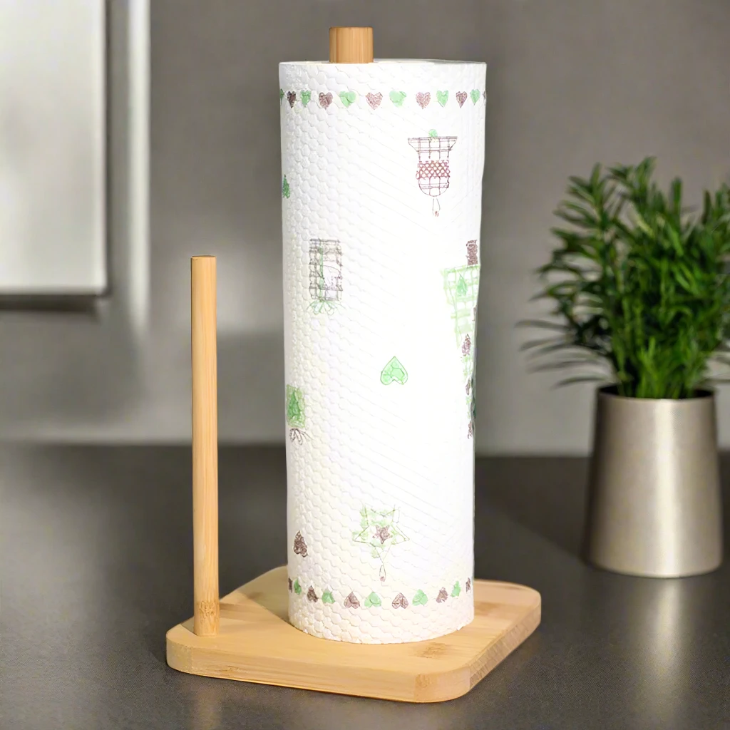 Bamboo Kitchen Tissue Holder Elegant & Functional Countertop Accessory. Paper Towel Holders
