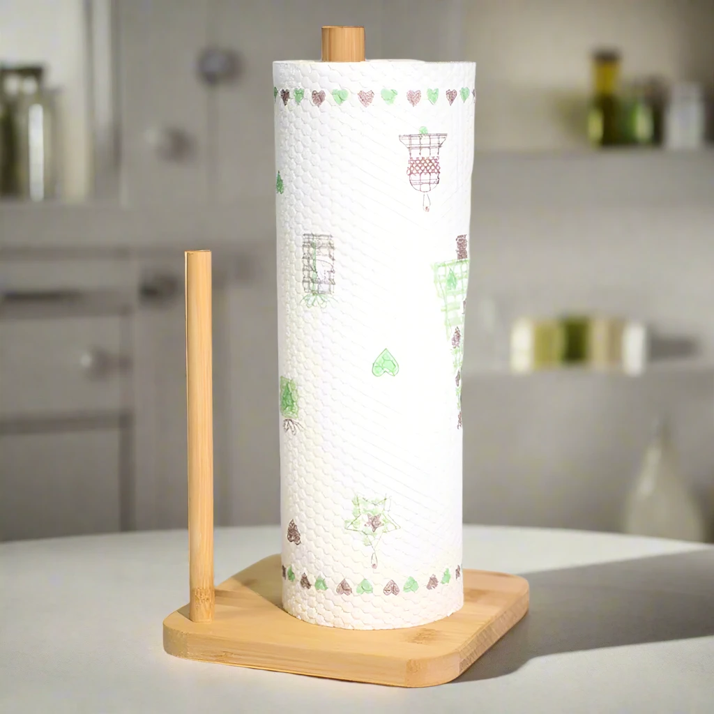 Bamboo Kitchen Tissue Holder Elegant & Functional Countertop Accessory. Paper Towel Holders