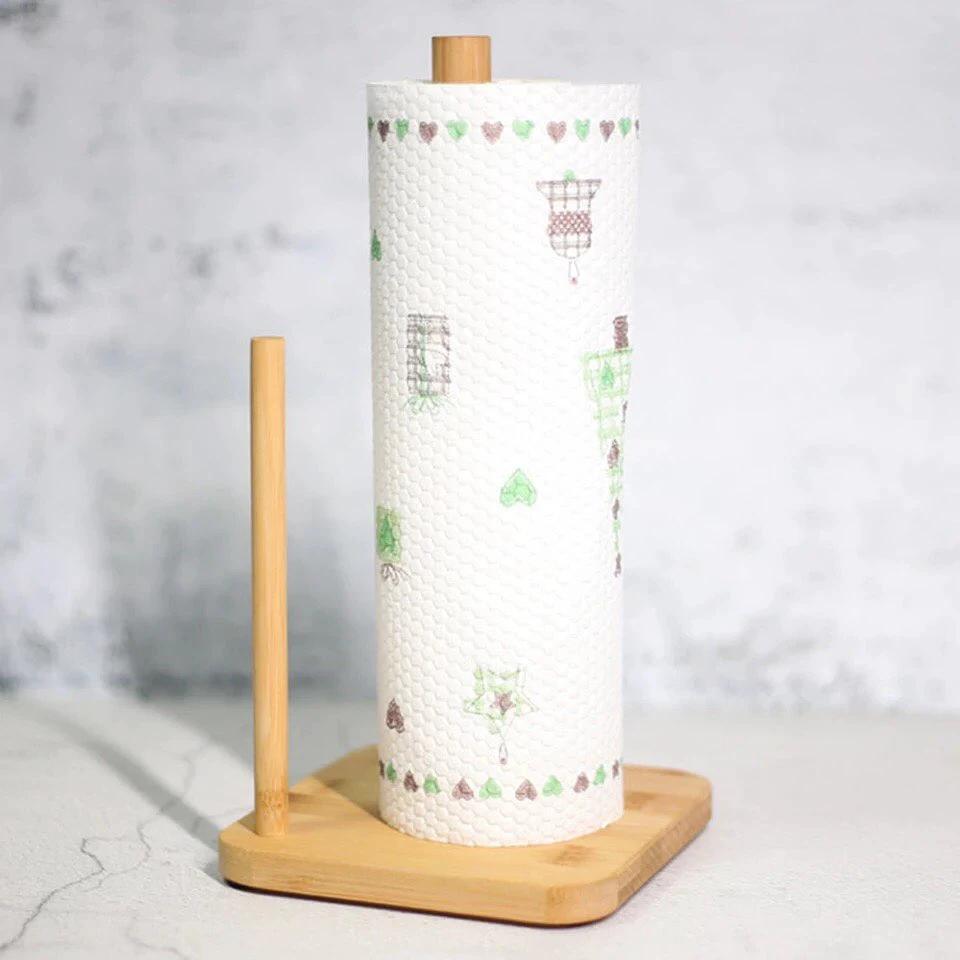 Bamboo Kitchen Tissue Holder Elegant & Functional Countertop Accessory. Paper Towel Holders