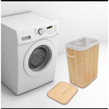 Bamboo Laundry Basket Foldable Hamper with Lid–50x30x40cm