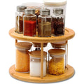 Bamboo Rotating Spice Rack 360° Rotating Organizer for Kitchen Spices and Condiments Kitchen Rack Spice Organizers