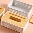 Bamboo Serviette Holder Checked Design