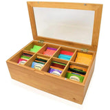 Bamboo Tea Bag Organizer | 8 Compartments Eco Friendly Natural Bamboo Storage Solution for Tea Lovers