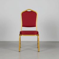 Banquet Chair with Golden Metal Frame and Red Cushioned Seat Furniture Furniture