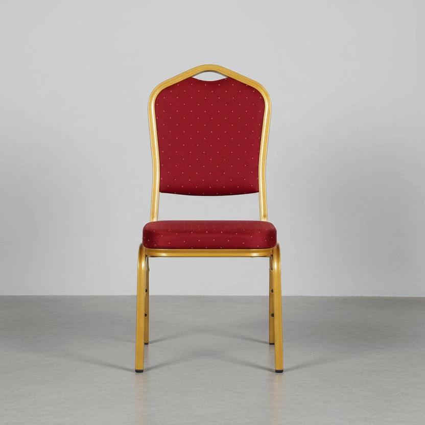 Banquet Chair with Golden Metal Frame and Red Cushioned Seat Furniture Furniture