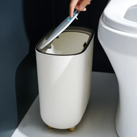Bathroom Sanitary Dustbins 12L Hygienic White Waste Bin with Lid for Toilets & Washrooms. Wastebaskets