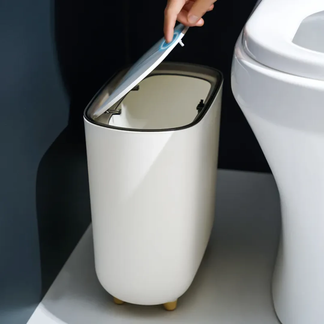 Bathroom Sanitary Dustbins 12L Hygienic White Waste Bin with Lid for Toilets & Washrooms. Wastebaskets