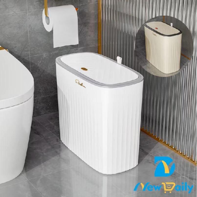 Bathroom Sanitary Dustbins 12L Hygienic White Waste Bin with Lid for Toilets & Washrooms. Wastebaskets