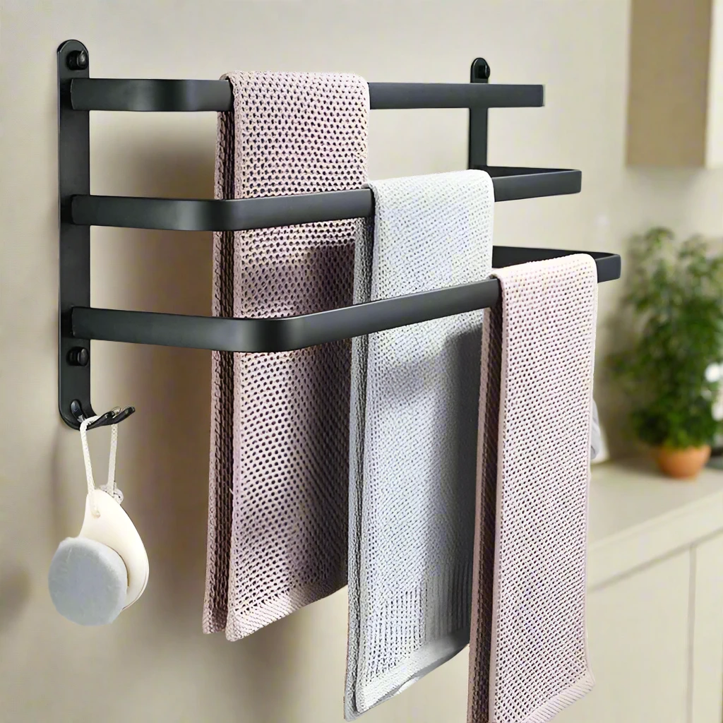 Bathroom Stylist Towel Racks 24 Inch Wall Mounted Stainless Steel, Towel Holder with Modern Design Bathroom Storage Towel Racks