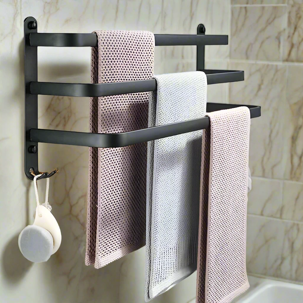 Bathroom Stylist Towel Racks 24 Inch Wall Mounted Stainless Steel, Towel Holder with Modern Design Bathroom Storage Towel Racks