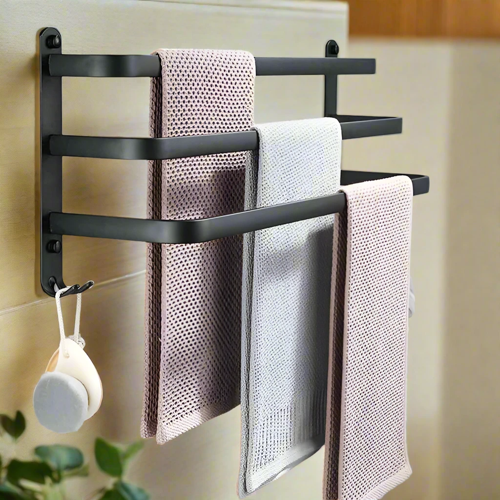 Bathroom Stylist Towel Racks 24 Inch Wall Mounted Stainless Steel, Towel Holder with Modern Design Bathroom Storage Towel Racks