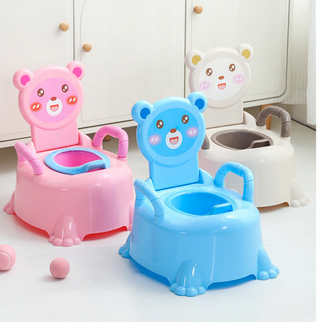 Bear Shaped Portable Baby Training Potty with Folding Backrest and Armrest