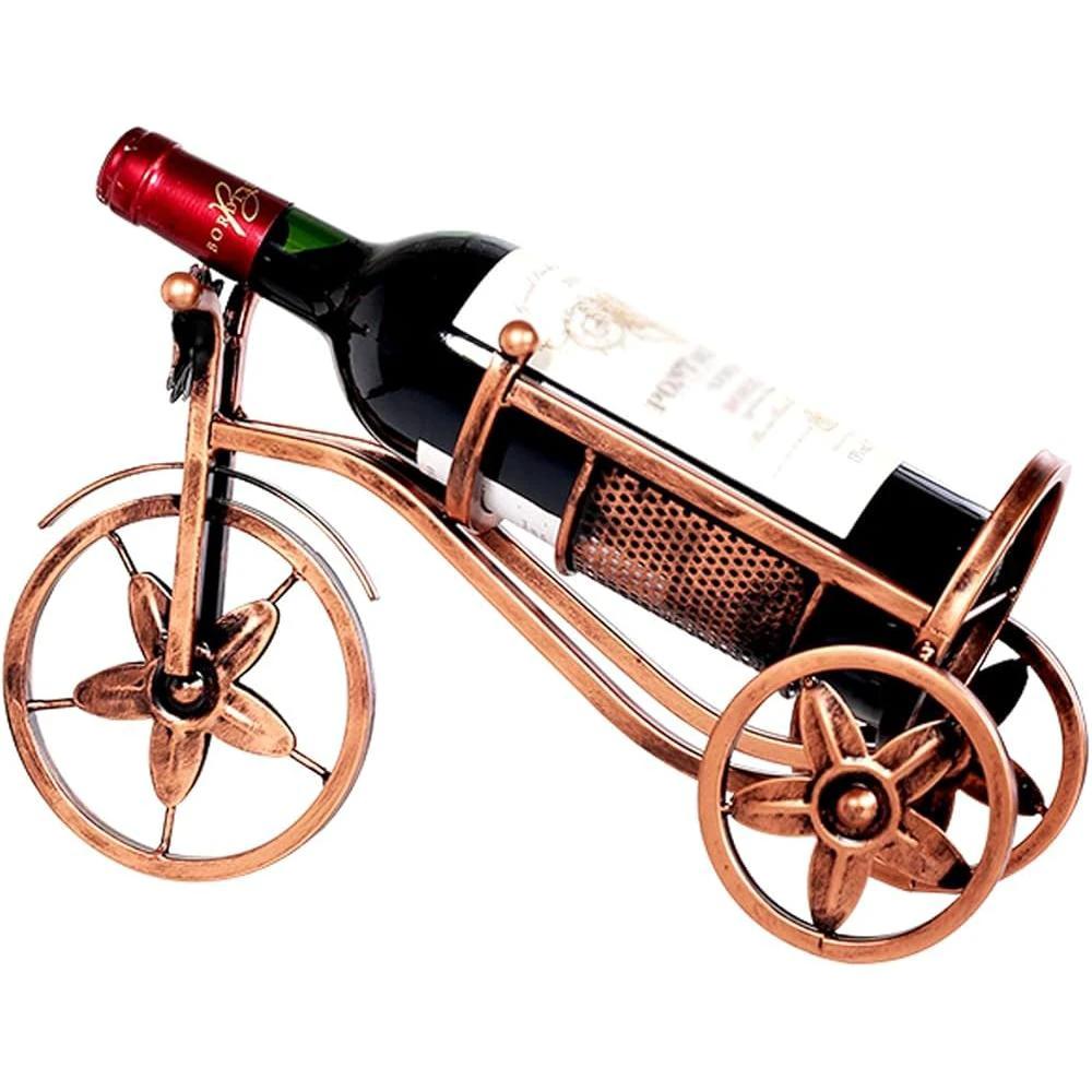 Bicycle Wine Bottle Holder Steel Wine Rack in Bronze Finish Kitchen Storage Racks Wine Bottle Holders