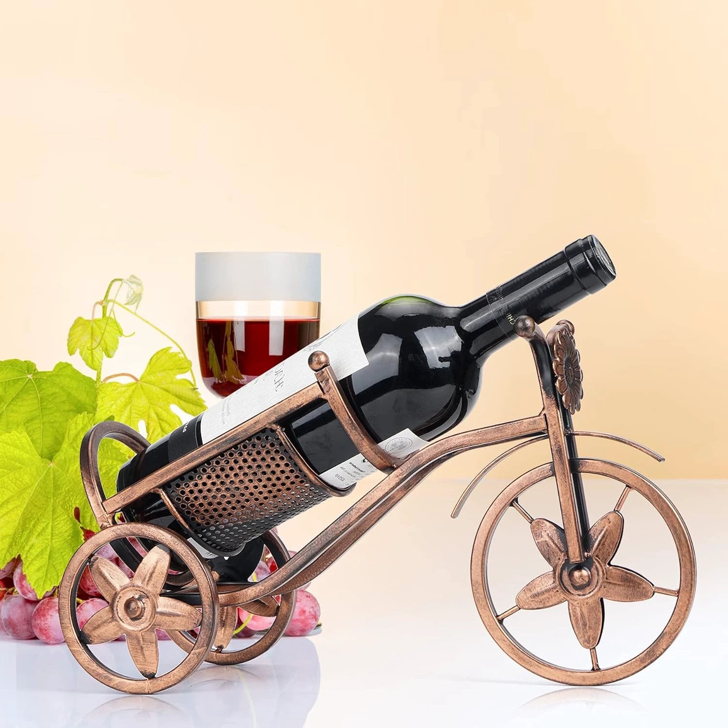 Bicycle Wine Bottle Holder Steel Wine Rack in Bronze Finish Kitchen Storage Racks Wine Bottle Holders