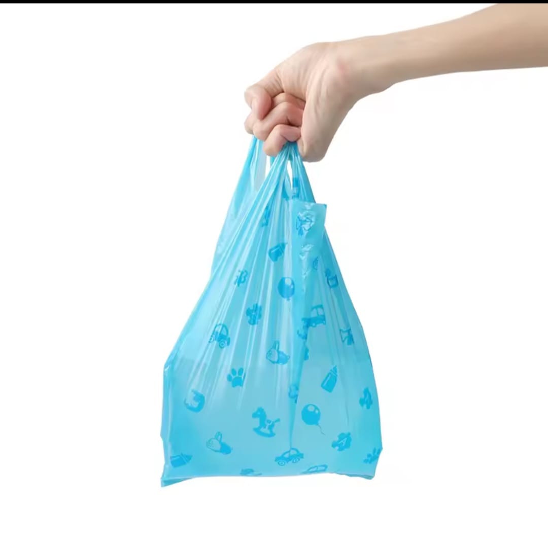 Biodegradable Baby Disposable Diaper Bags with Resealable Pouch – Blue 37×18.5cm