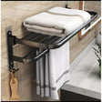 Black Heavy Aluminum Double Layer Towel Rack 60cm Foldable Shelf, Non Drilling or Drilling Option for Bathroom