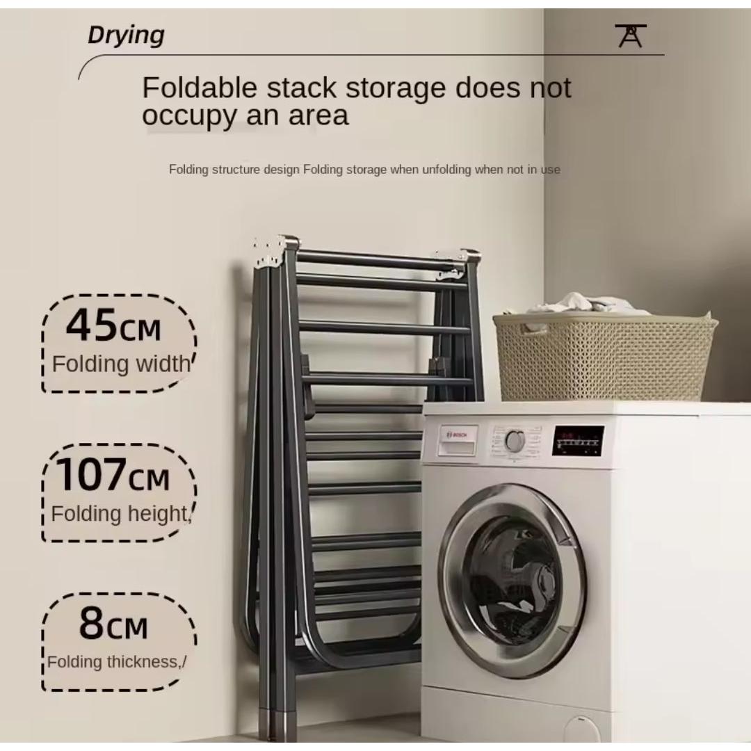 Black Movable Outdoor Drying Rack with Wheels | 1.5M