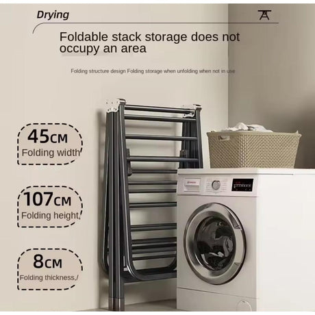 Black Movable Outdoor Drying Rack with Wheels | 1.5M