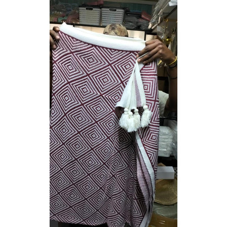 Bohemian Knitted Throw Blanket with Tassels – 150x200cm | Soft Sofa & Bed Cover