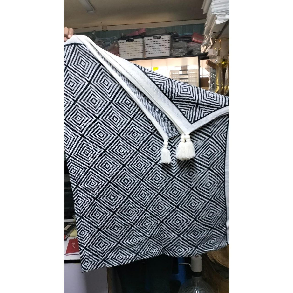 Bohemian Knitted Throw Blanket with Tassels – 150x200cm | Soft Sofa & Bed Cover