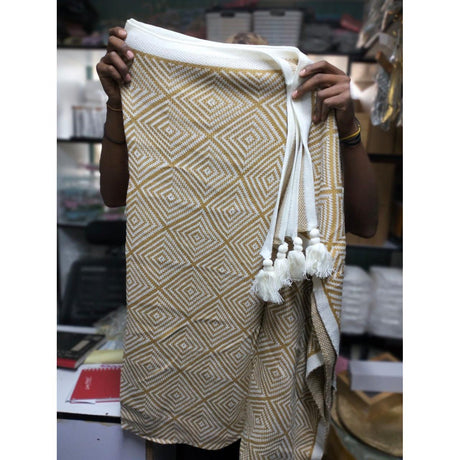 Bohemian Knitted Throw Blanket with Tassels – 150x200cm | Soft Sofa & Bed Cover