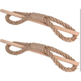 Boho Curtain Tiebacks 2 Pcs Rustic Cotton Jute Rope with Wood Club