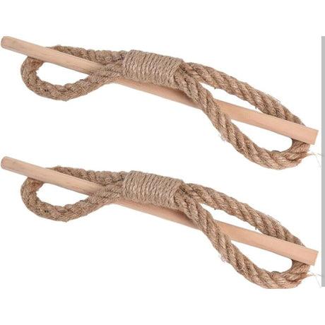 Boho Curtain Tiebacks 2 Pcs Rustic Cotton Jute Rope with Wood Club