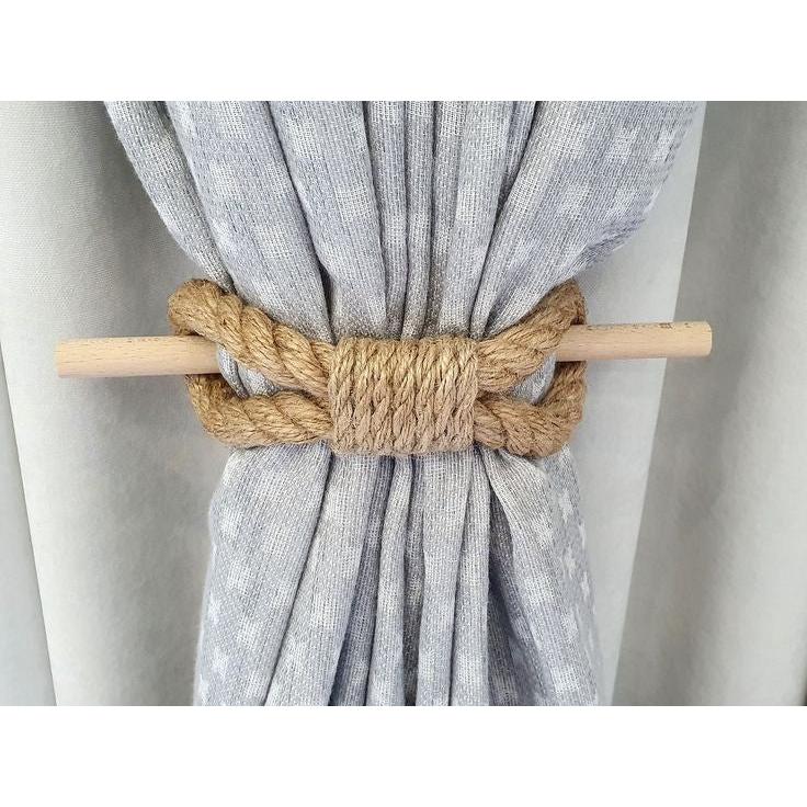 Boho Rustic Farmhouse Style Curtain Holders Elegant Rope Design