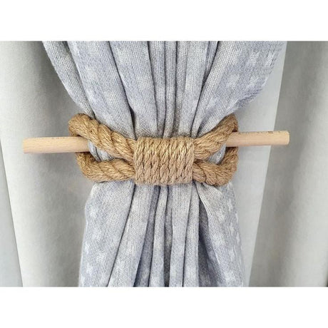 Boho Rustic Farmhouse Style Curtain Holders Elegant Rope Design