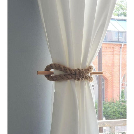 Boho Rustic Farmhouse Style Curtain Holders Elegant Rope Design