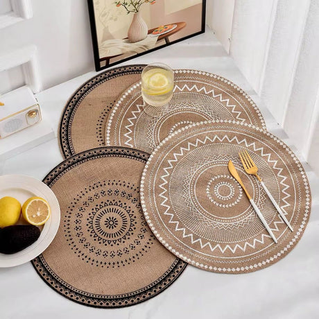 Boho Style Jute Table Place Mats for Dining and Decor
