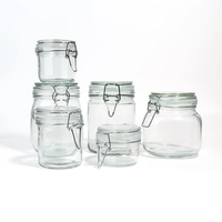Bon Appetit Stylish Clip Style Glass Storage Jars | Leak Proof Borosilicate Glass | 0.25L to 1.5L Capacities Black November Food Storage Containers