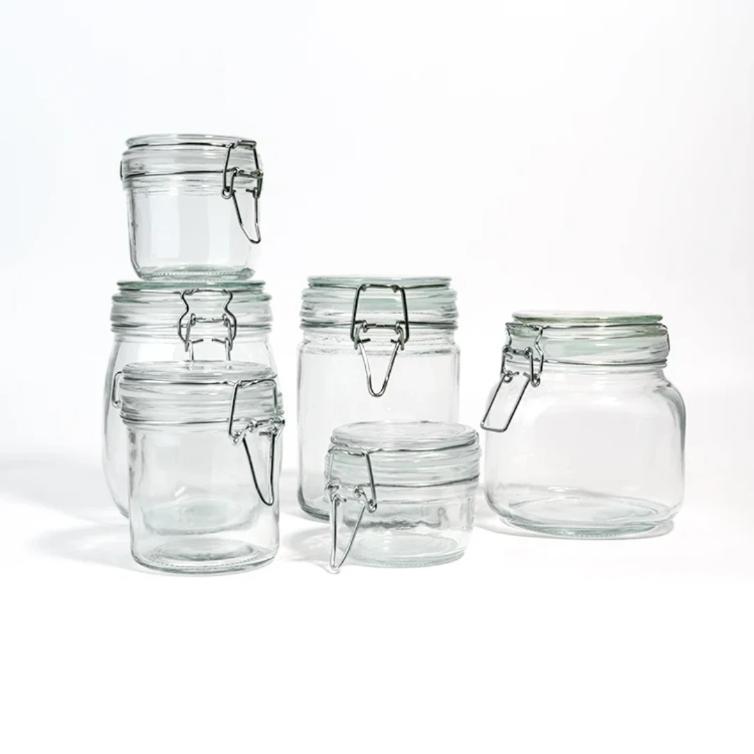 Bon Appetit Stylish Clip Style Glass Storage Jars | Leak Proof Borosilicate Glass | 0.25L to 1.5L Capacities Black November Food Storage Containers