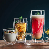 Borosilicate Double/Walled Glass / Heat Resistant for Hot & Cold Drinks Tableware Drinkware Sets