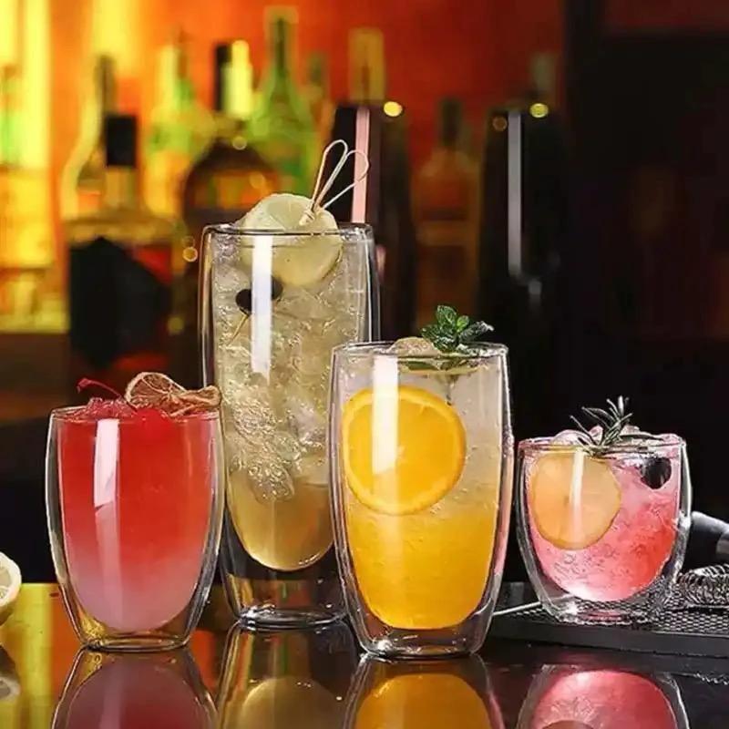 Borosilicate Double/Walled Glass / Heat Resistant for Hot & Cold Drinks Tableware Drinkware Sets