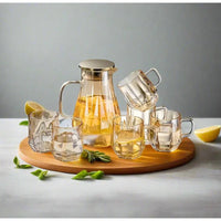 Borosilicate Glass Jar Set 7 Piece Durable & Heat-Resistant Drinkware