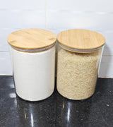 Borosilicate Glass Storage Jars with Airtight Bamboo Lid 3200ml and 2400ml